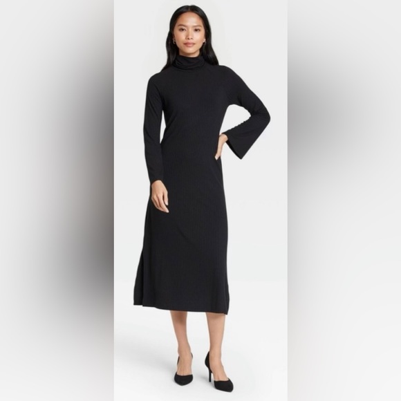 NWT Who What Wear Long Sleeve Ribbed Turtleneck Dress - Picture 11 of 11